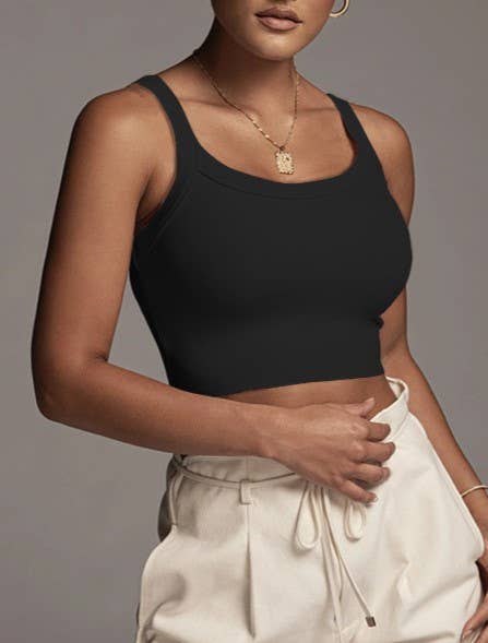 Knitted Camisole Cropped U-Neck Tank Top