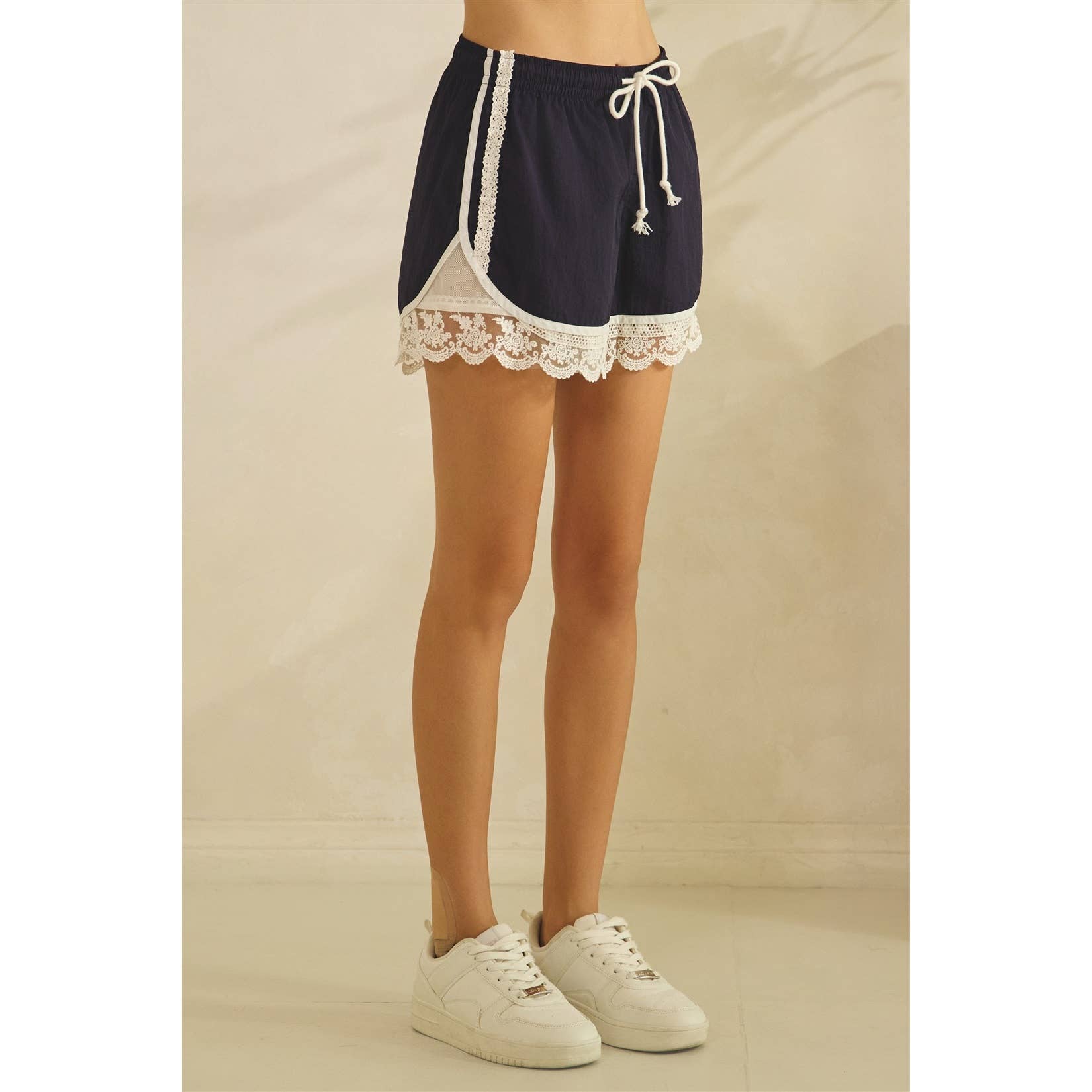 Track Shorts with Lace Detail