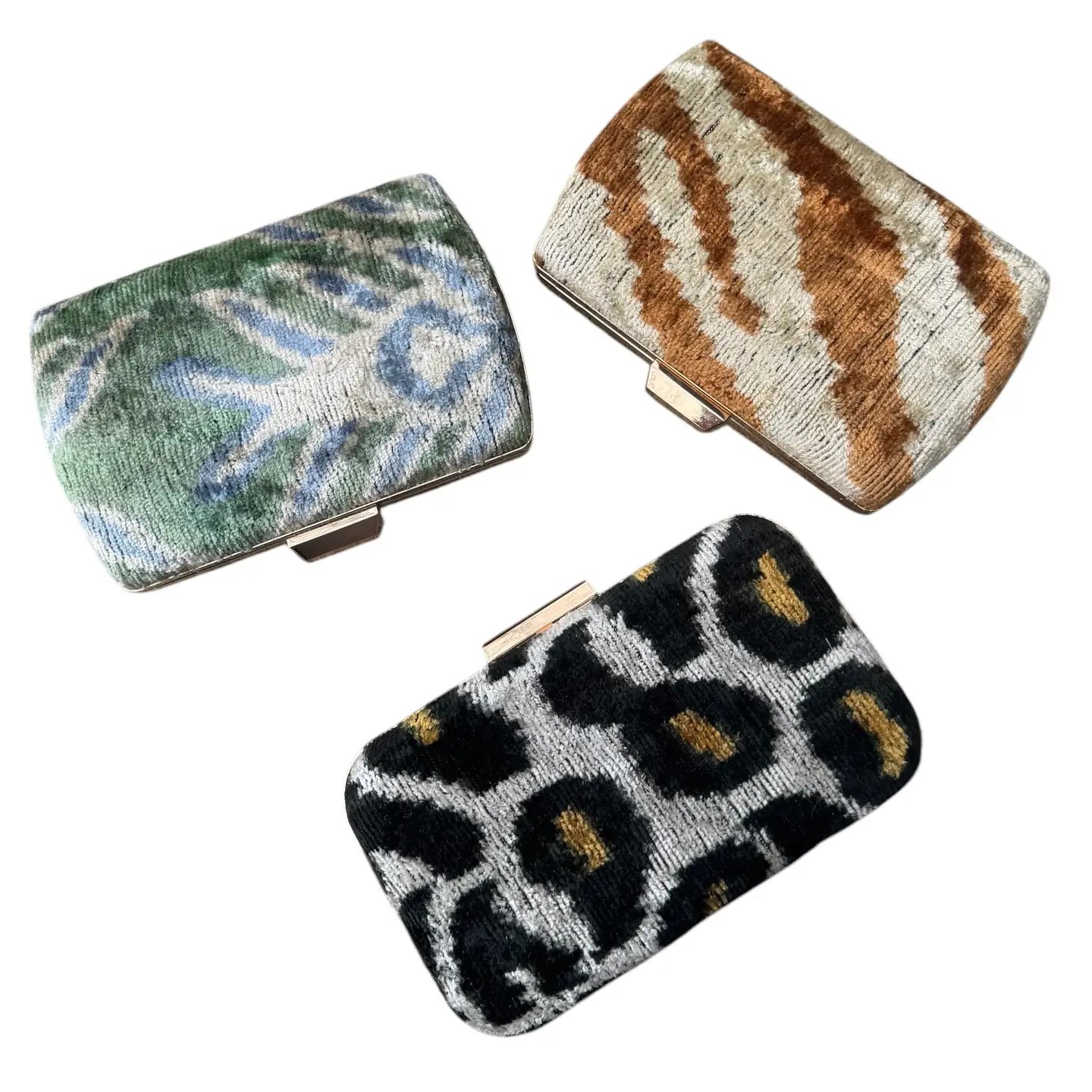 Silk Velvet Ikat Box Clutch