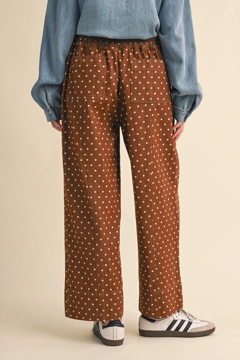 Polka Dot Wide Leg Cropped Pants