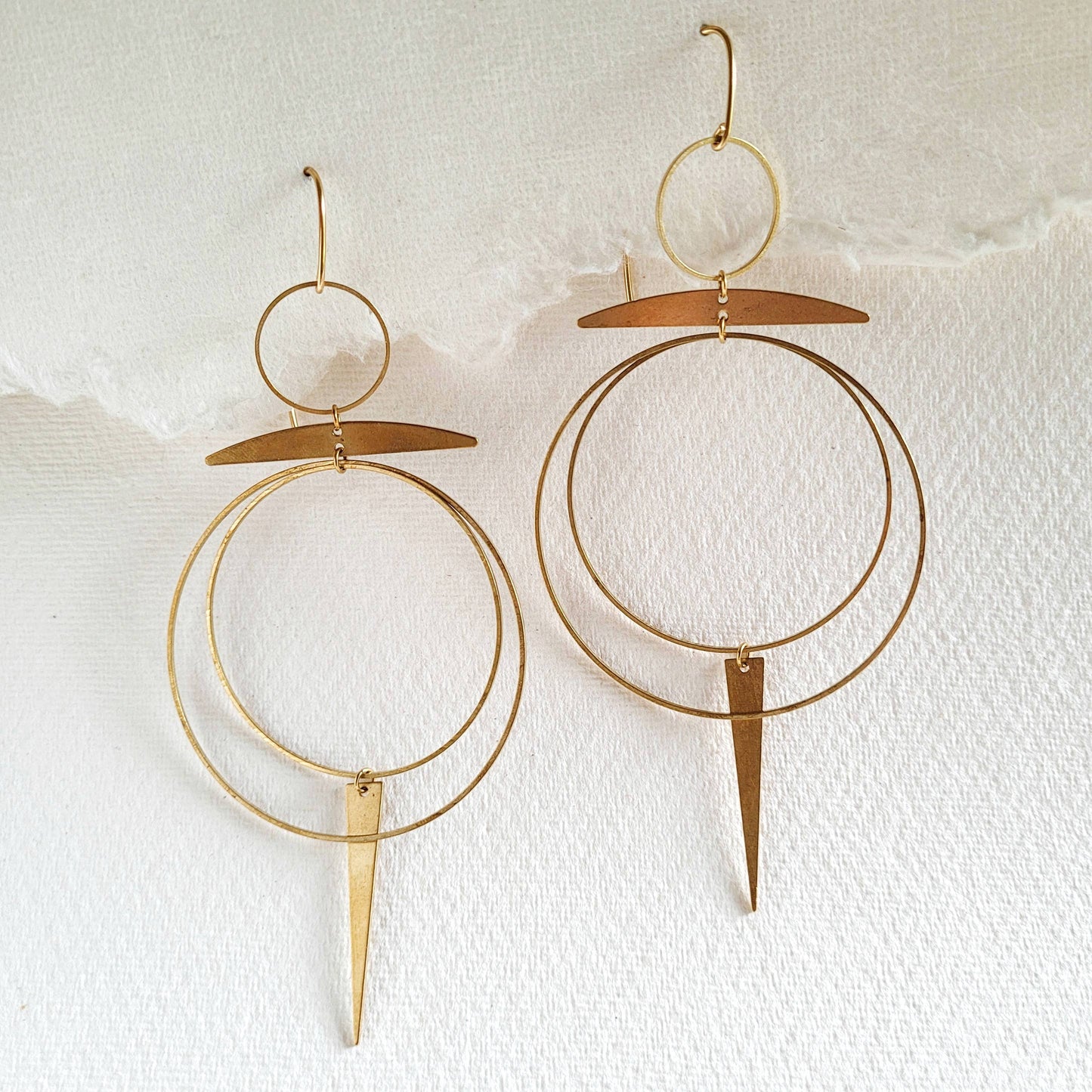 Brass hoops big light chandelier earrings