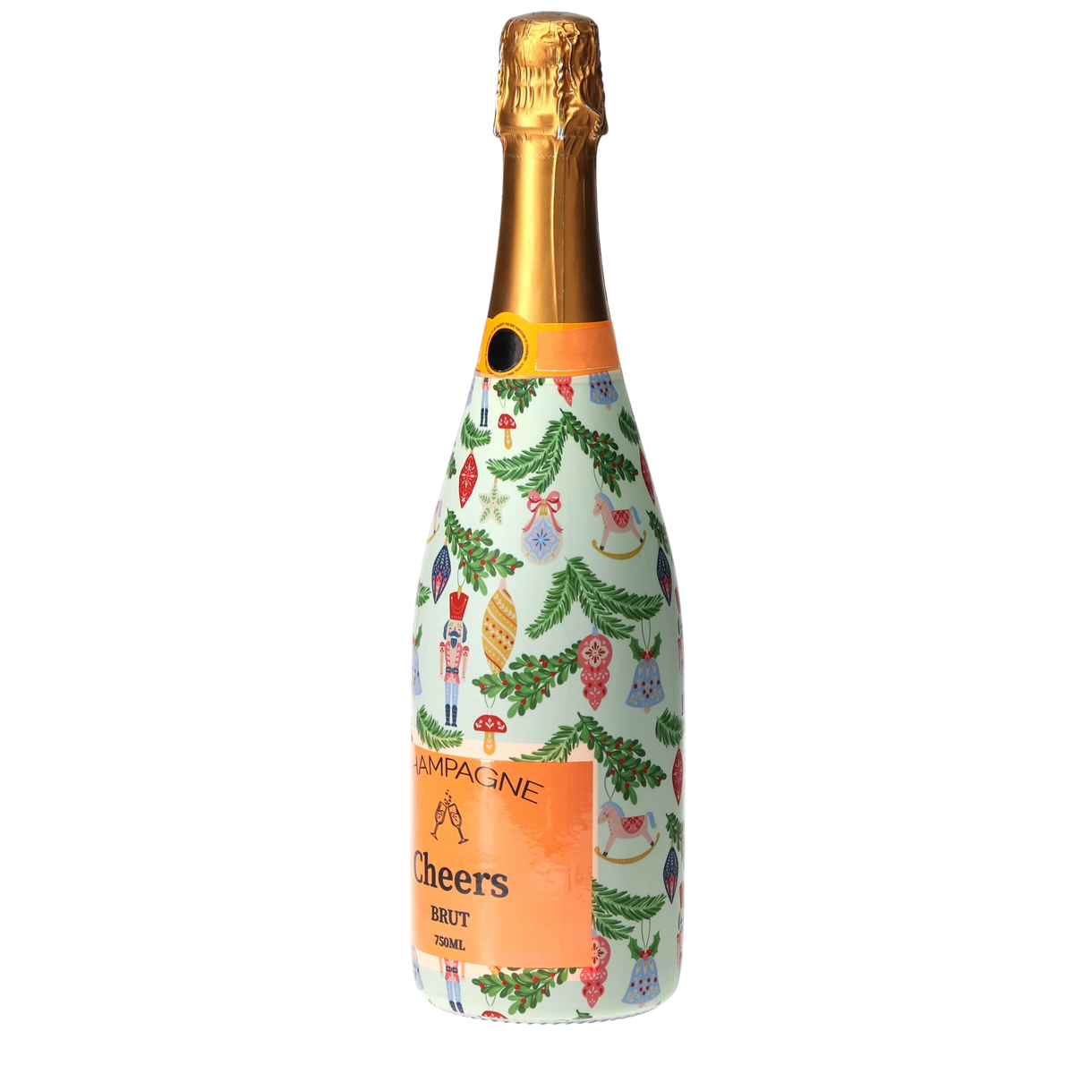 Christmas Ornament Champagne Bottle Wrap – Holiday Hostess Gift