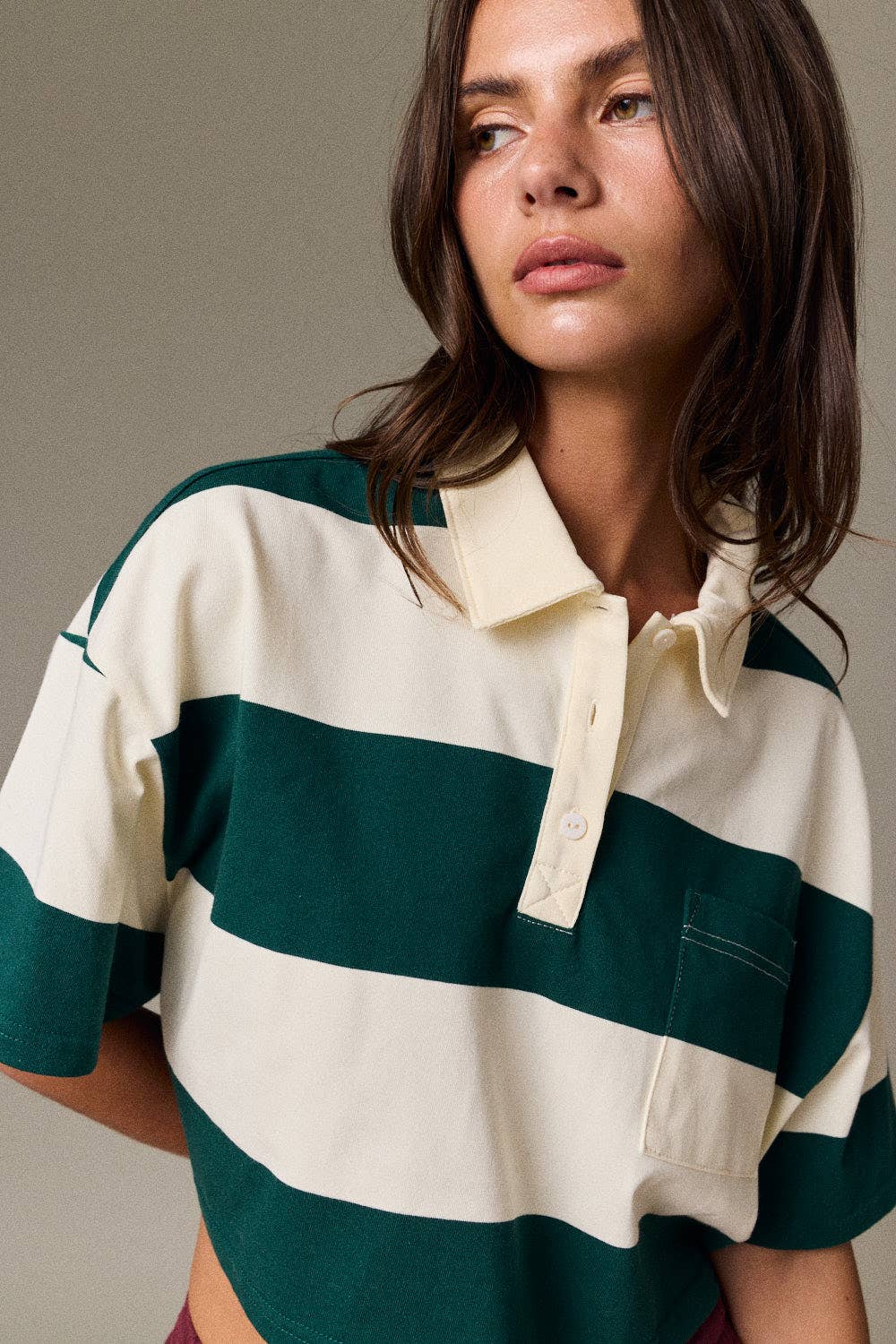 Rugby Stripe Polo Top