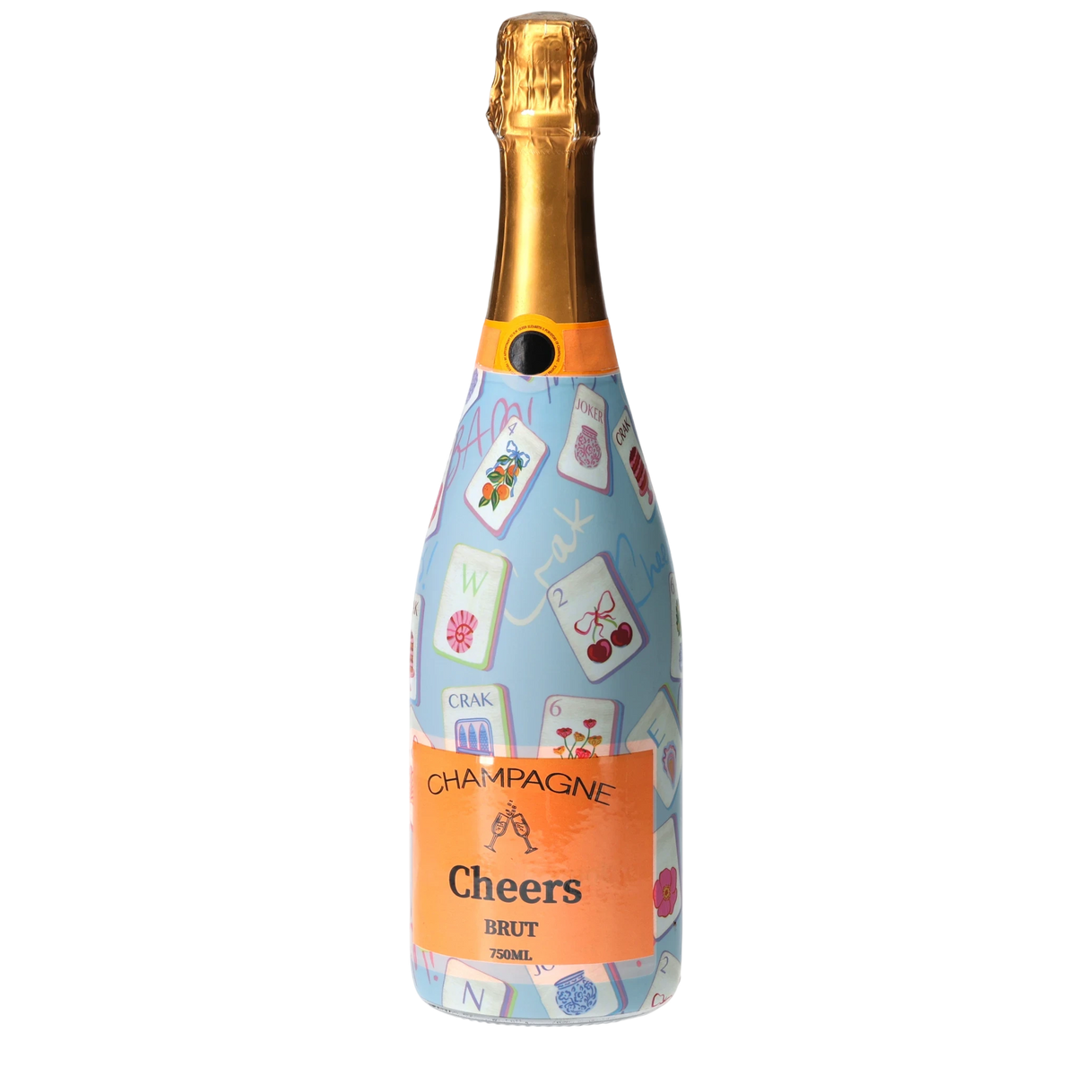 Blue Mahjong Champagne Bottle Wrap – Gift for Her