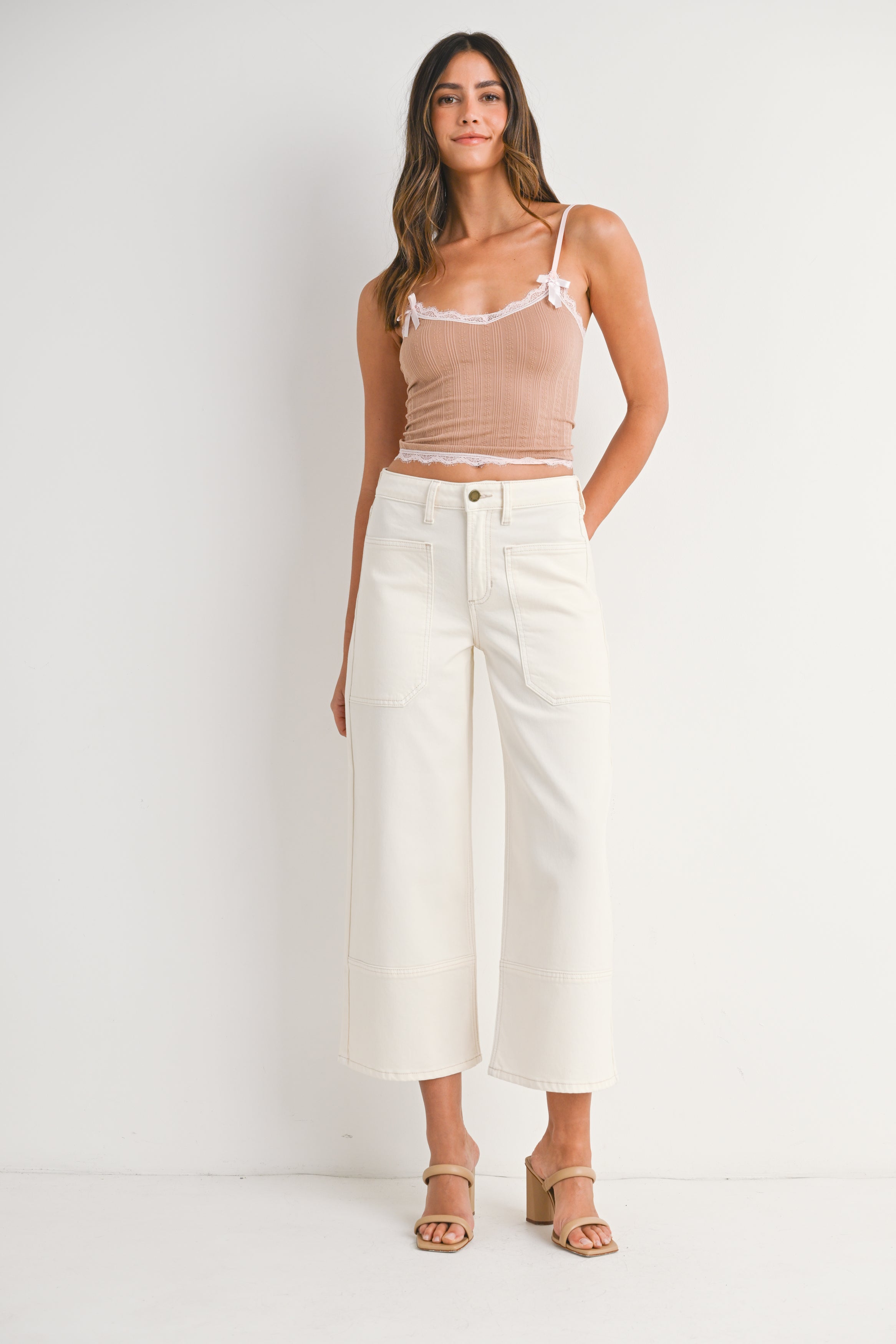 High Rise Cropped Wide Leg