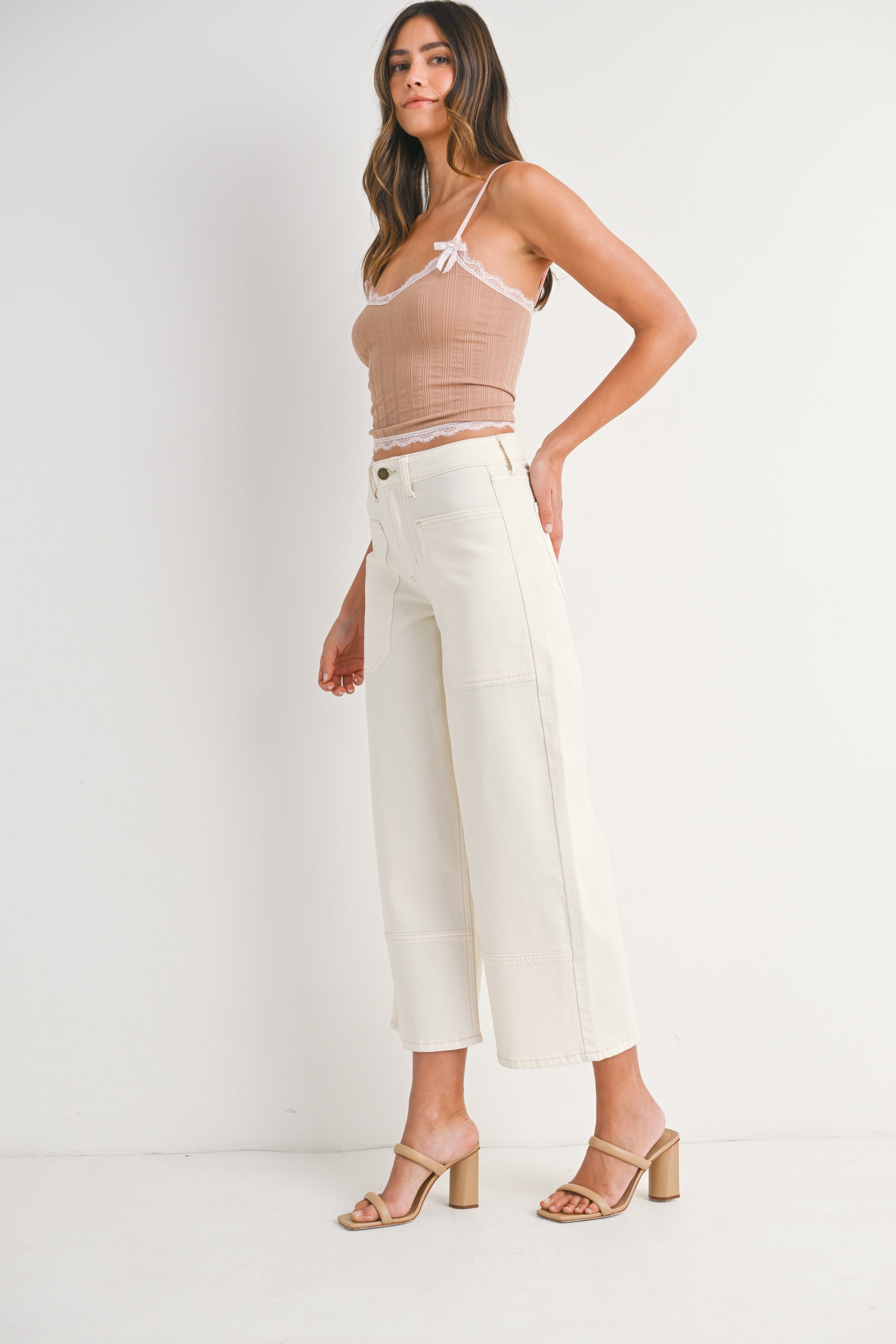 High Rise Cropped Wide Leg