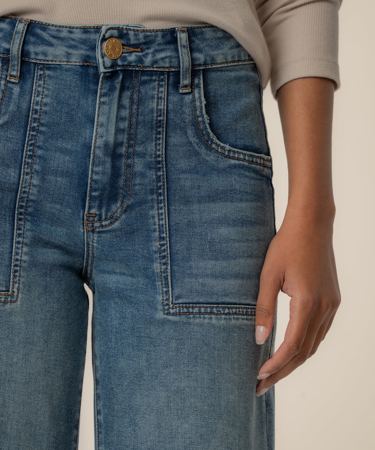 KUT | MEG HIGH RISE WIDE LEGS ROLL UP HEM
