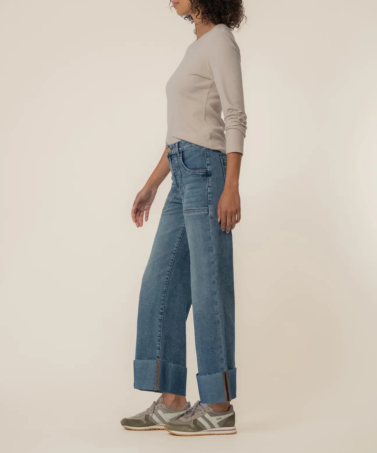 KUT | MEG HIGH RISE WIDE LEGS ROLL UP HEM