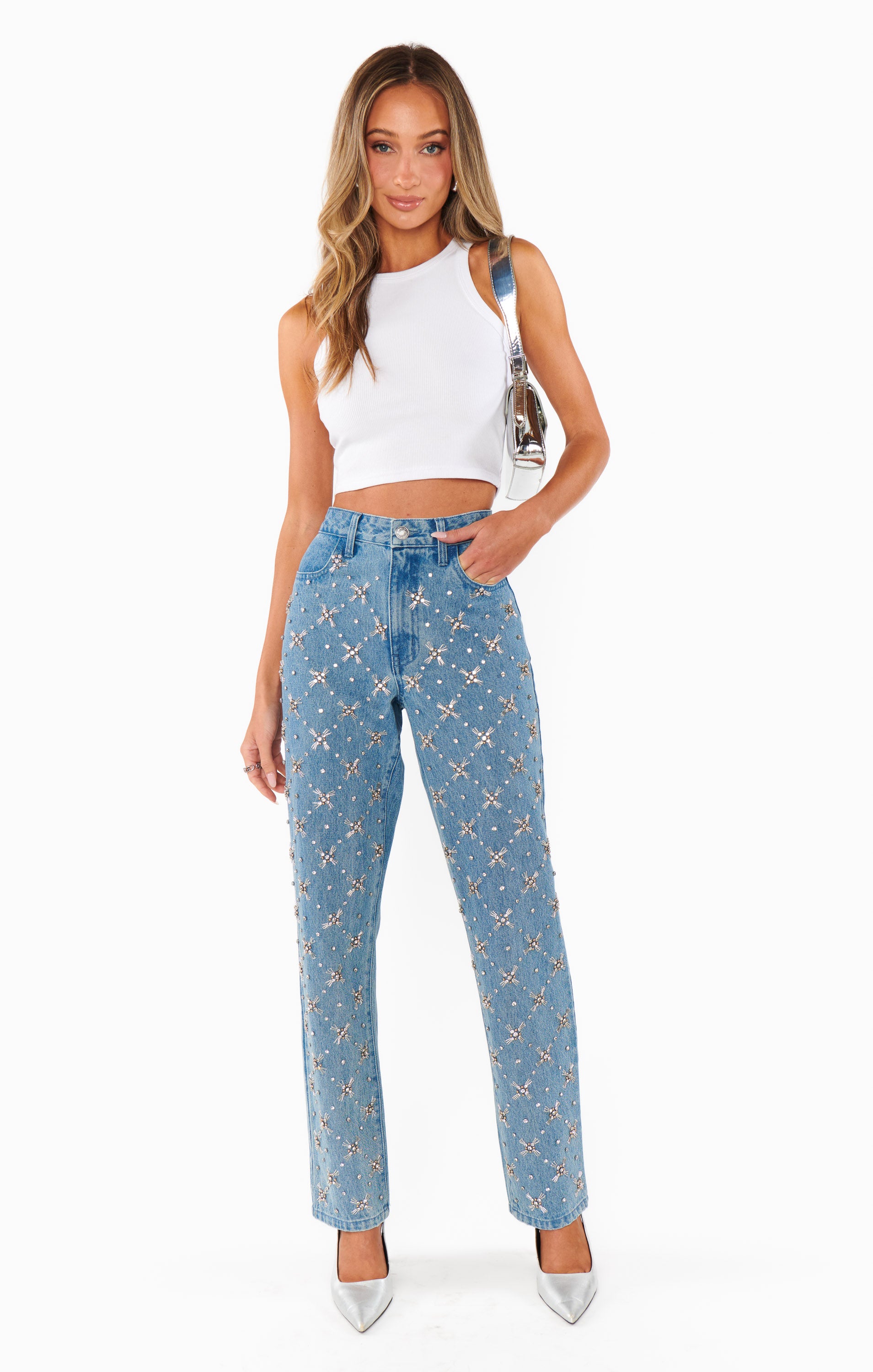 show me your mumu icon denim jeans womens pants with embellishments