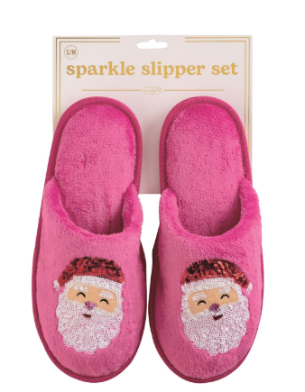 Pink Holiday Sparkle Slippers