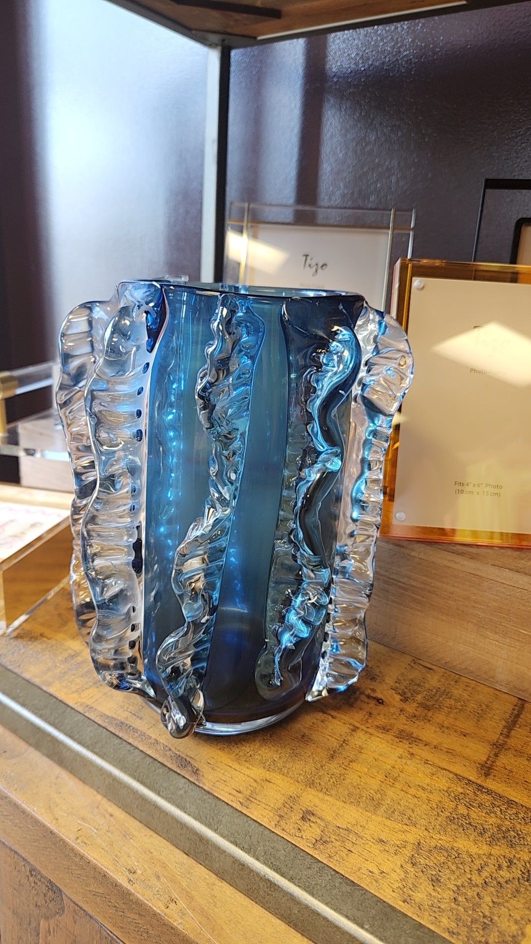 Blue Lucite Vase