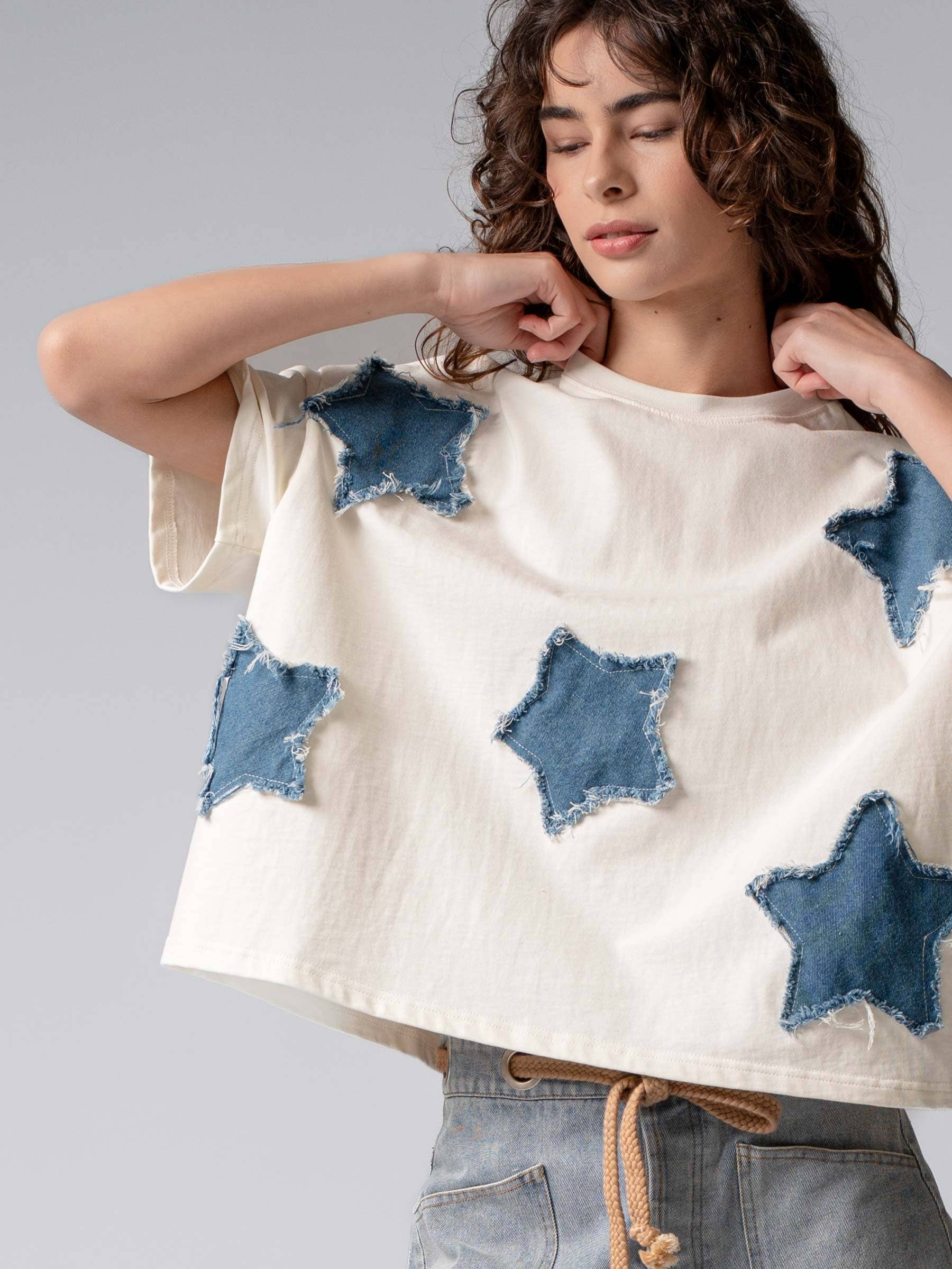 Star Appliqué Cotton Tee