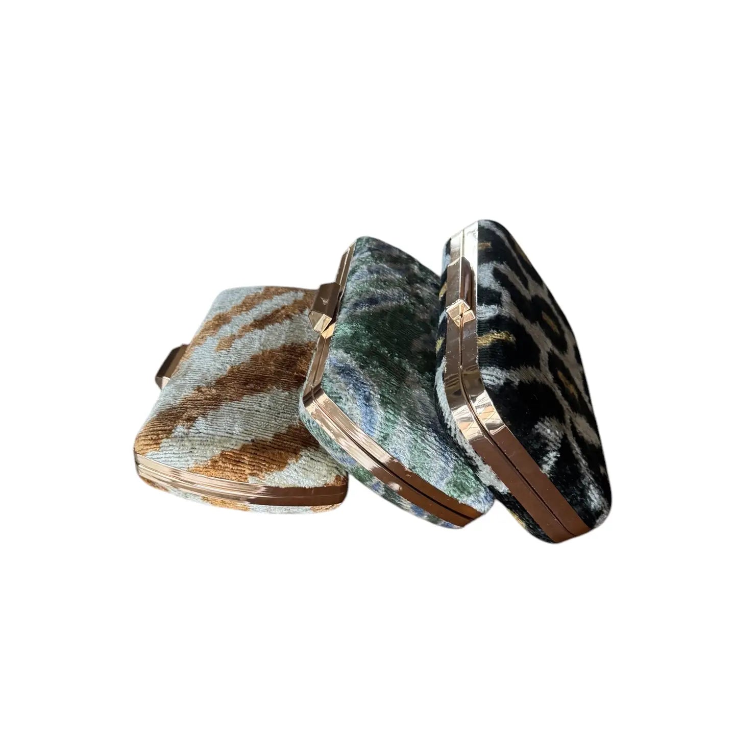 Silk Velvet Ikat Box Clutch