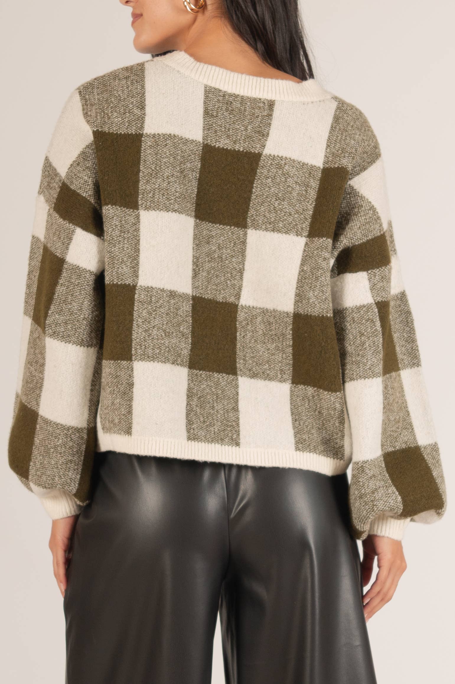 Plaid Crew Neck Oversized Sweater