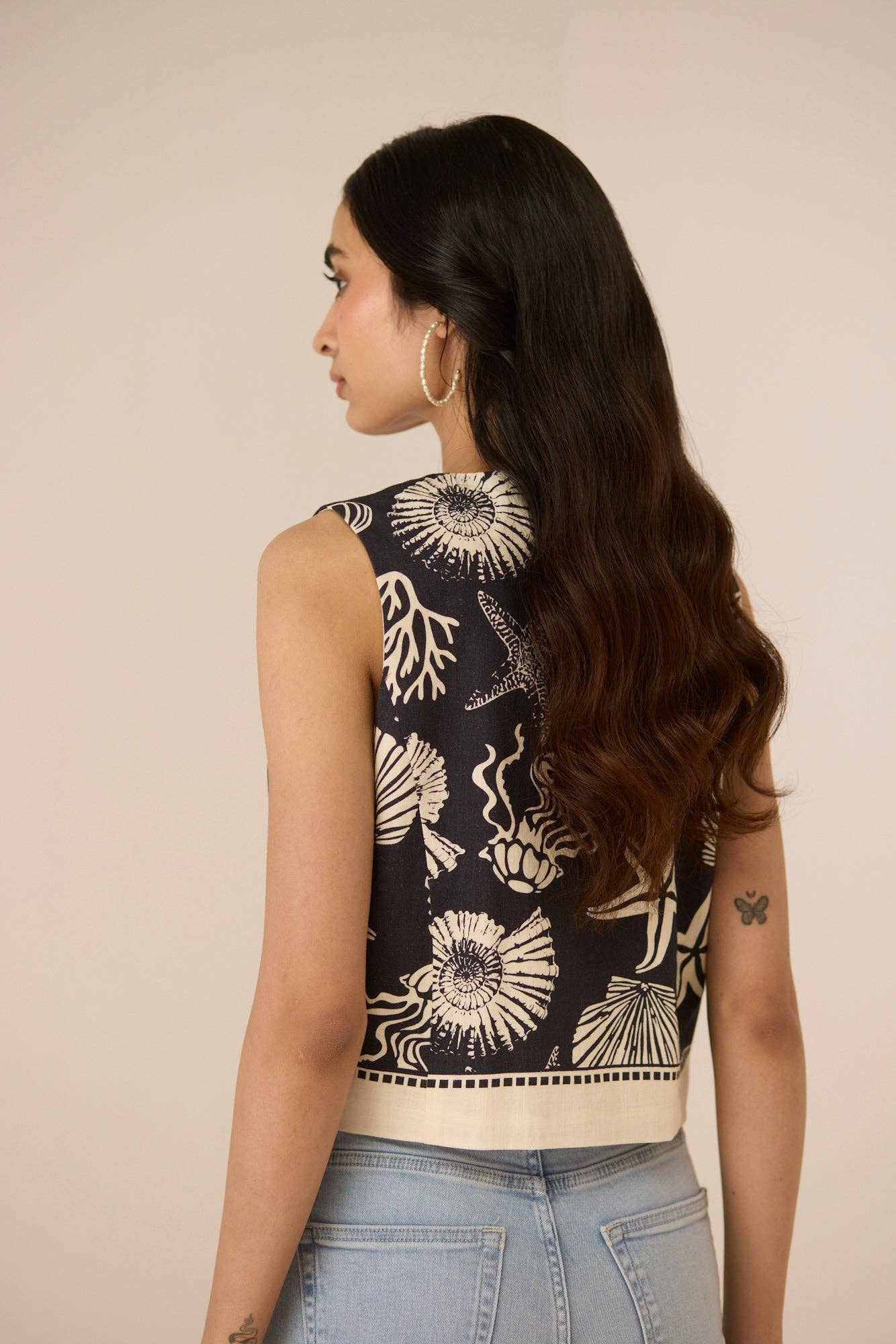 Coastal Shell Print Vest Women's Top