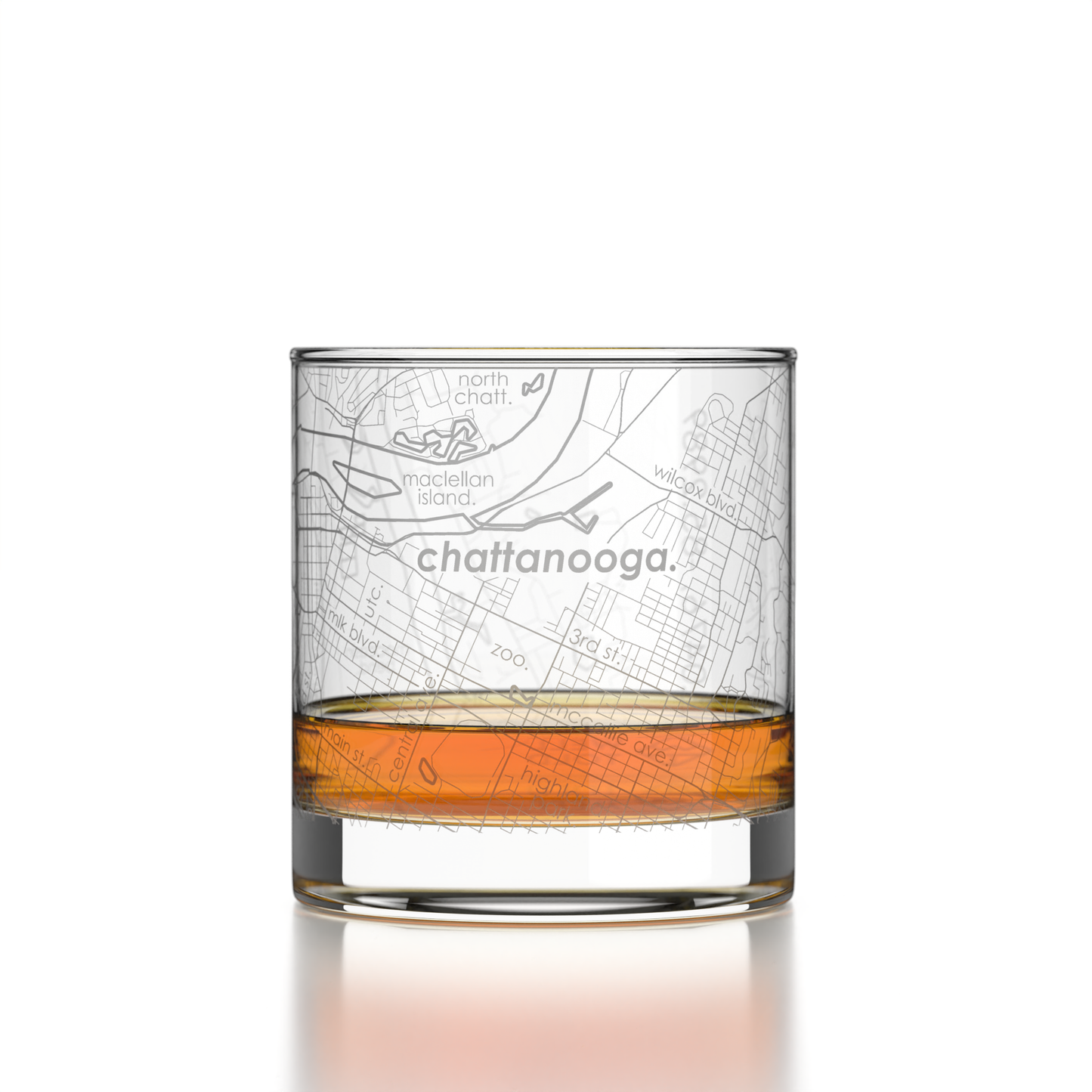 Chattanooga TN Map Rocks Whiskey Glass