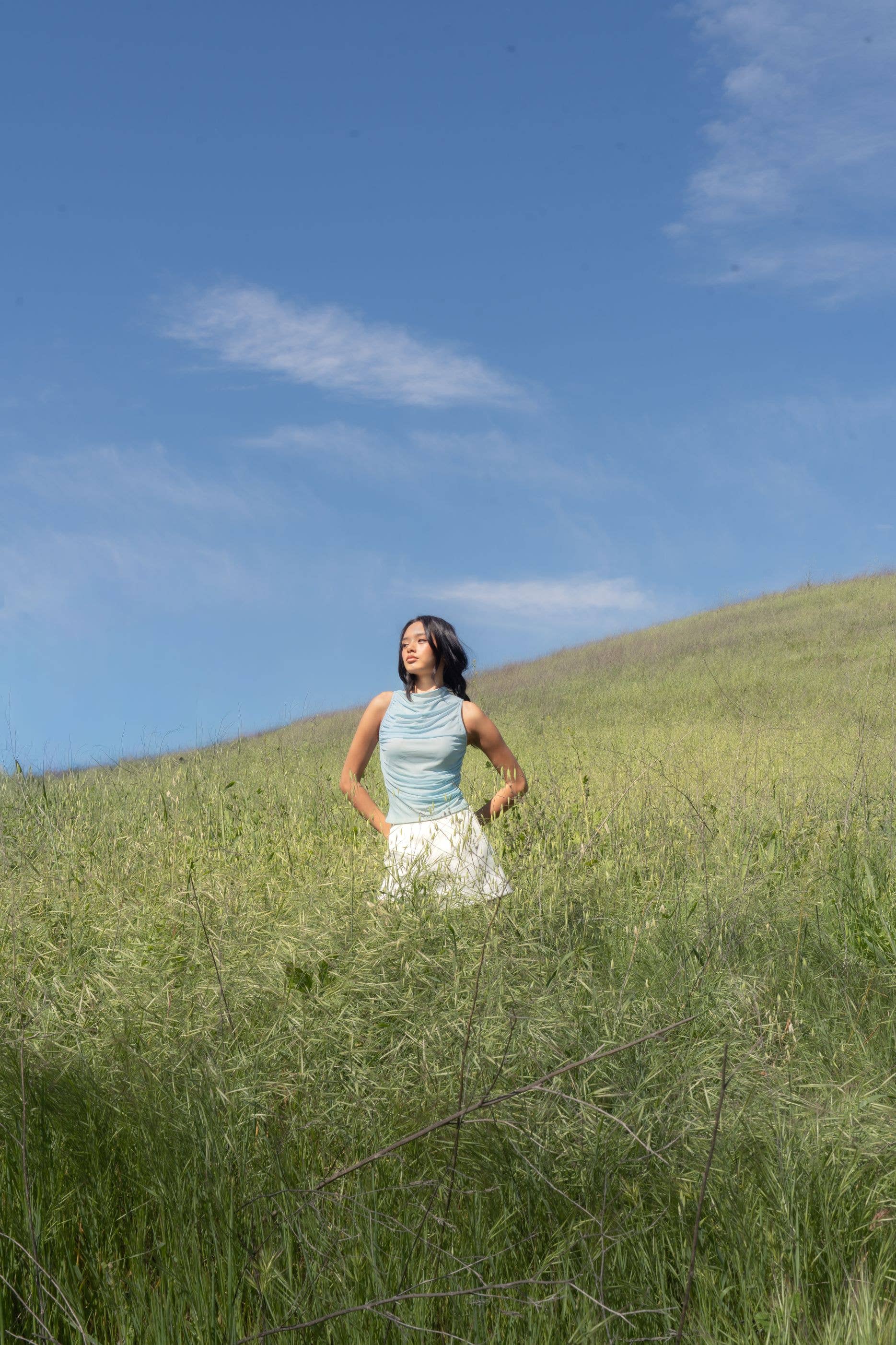RUCHED MESH TANK TOP