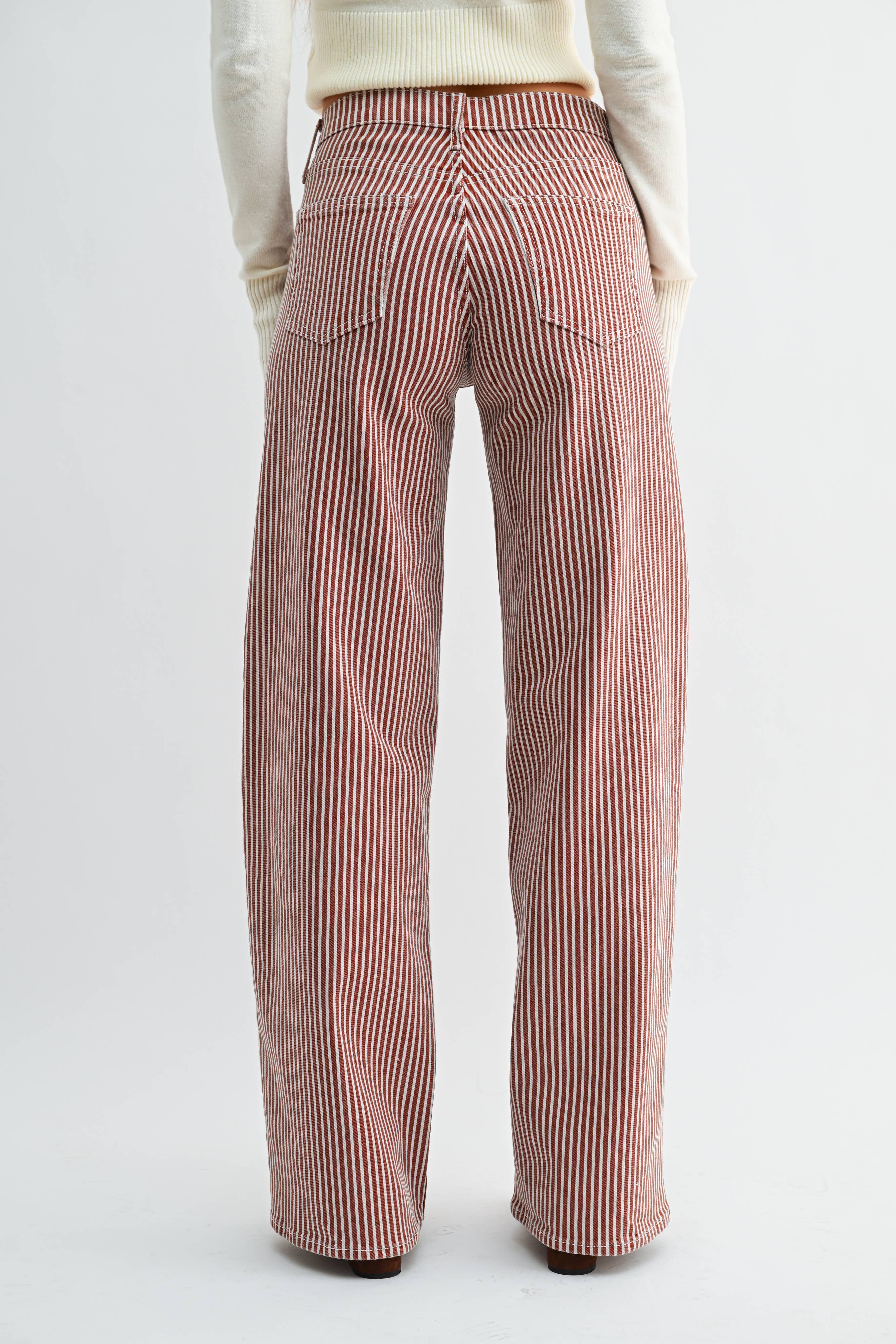 SPICE BROWN STRIPE Relaxed Wide Leg