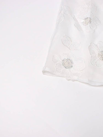 Organza Shirt 3D Floral Sequin Detail