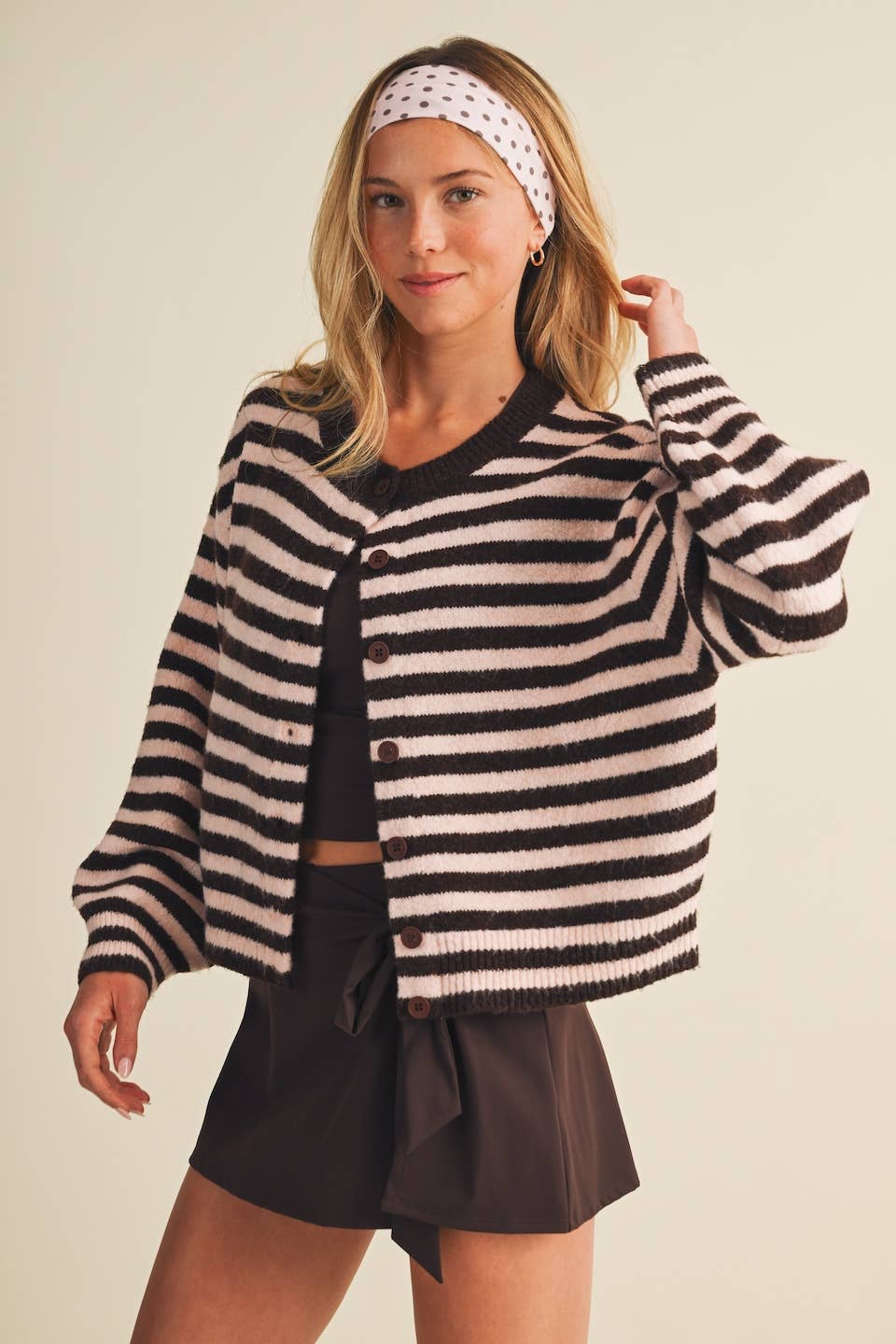 Striped Knit Button Up Cardigan Sweater