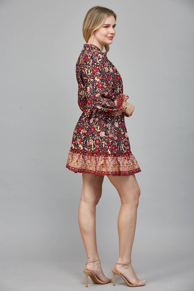 Floral Smocked Waist Mini Dress