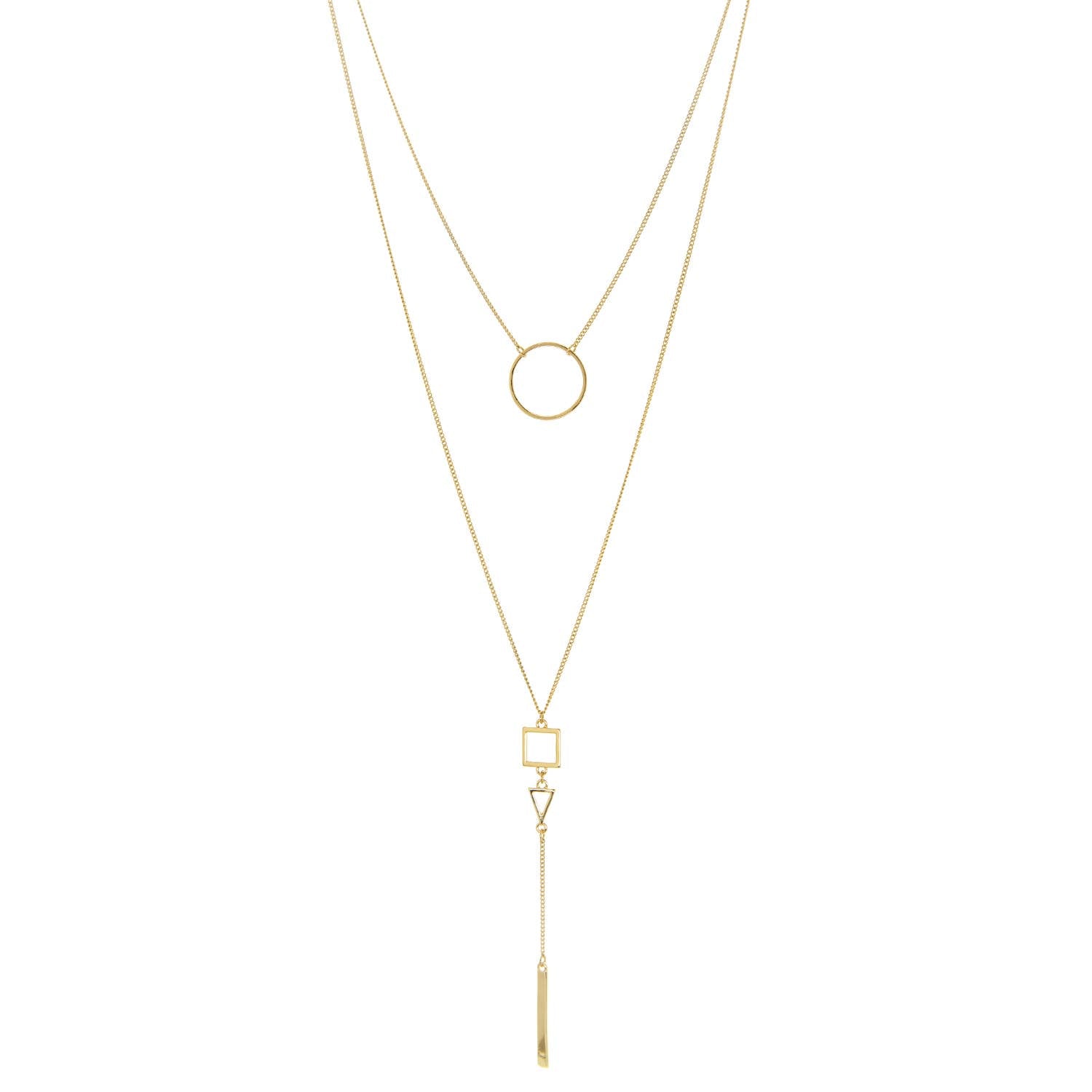 Layered geometric drop necklace
