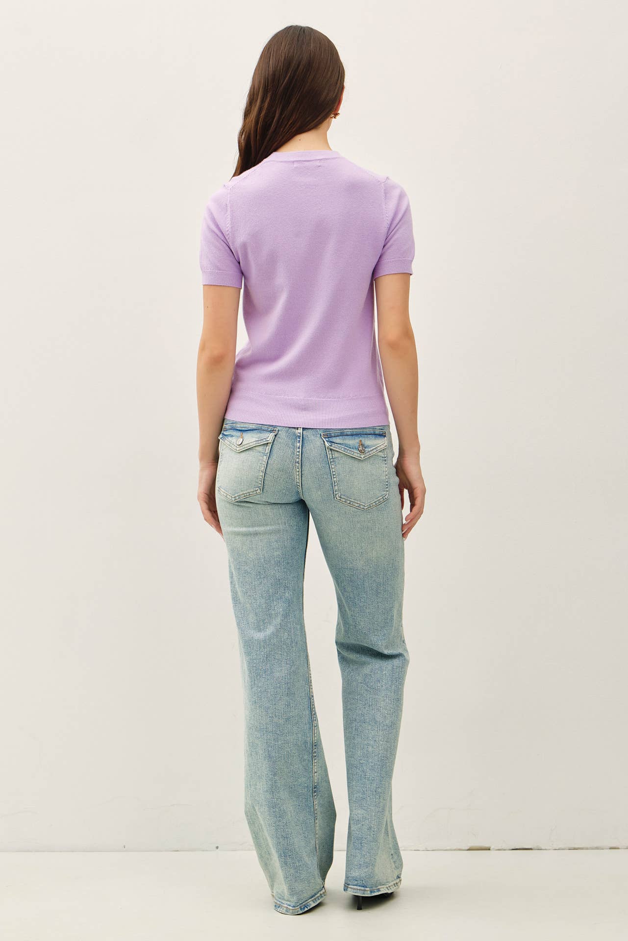 BASIC SHORT SLEEVE SWEATER TOP