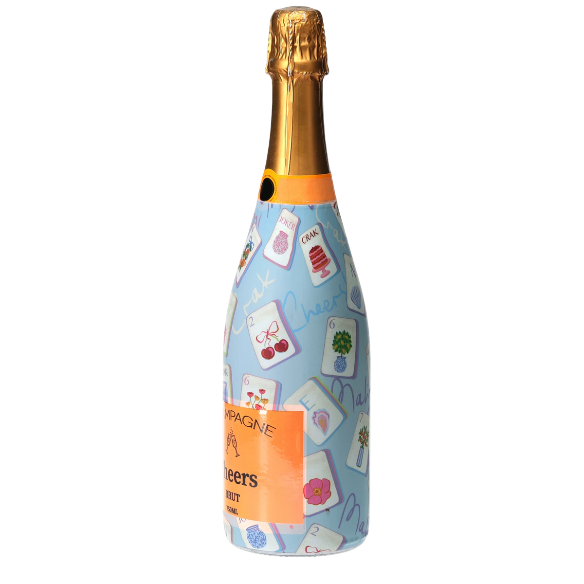 Blue Mahjong Champagne Bottle Wrap – Gift for Her