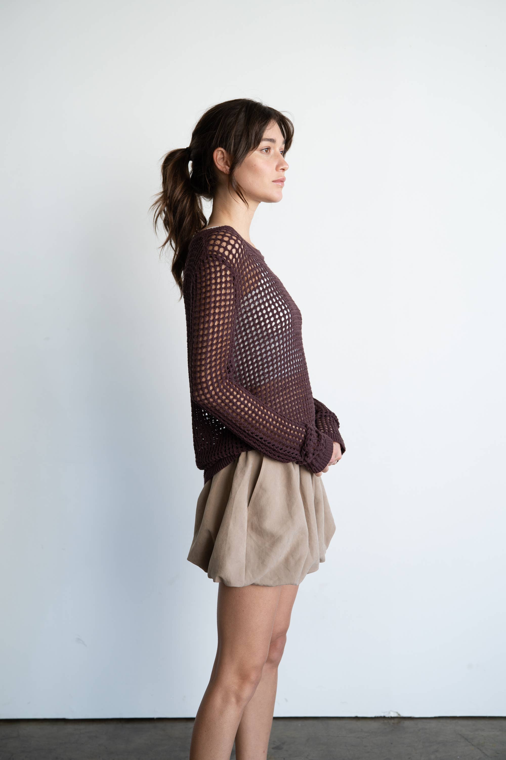OPEN-KNIT CROCHET SWEATER TOP