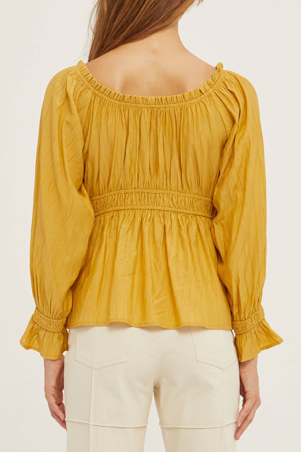 Cinched Waist Woven Top