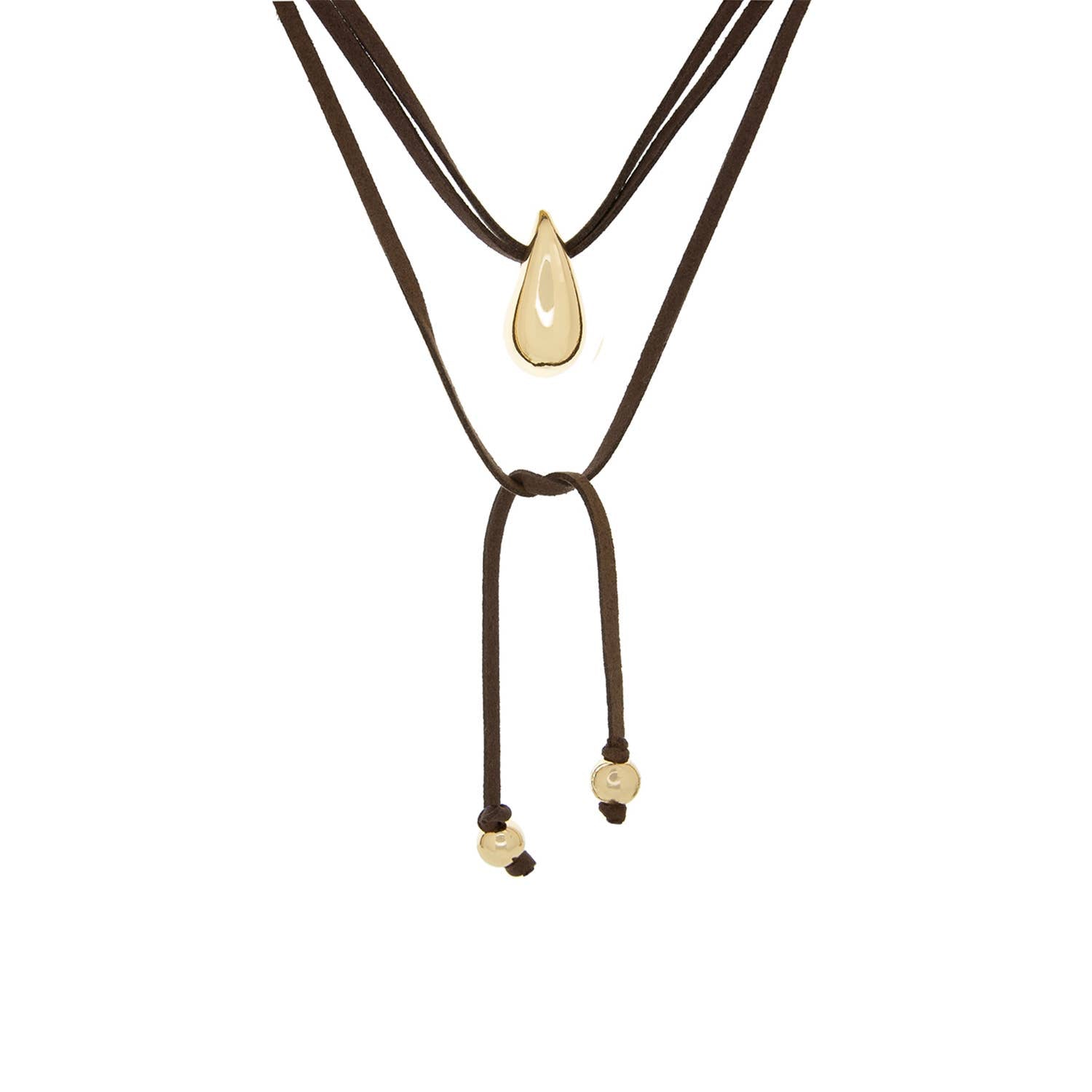 suede womens necklace, gold womens necklace, gold tear drop necklace