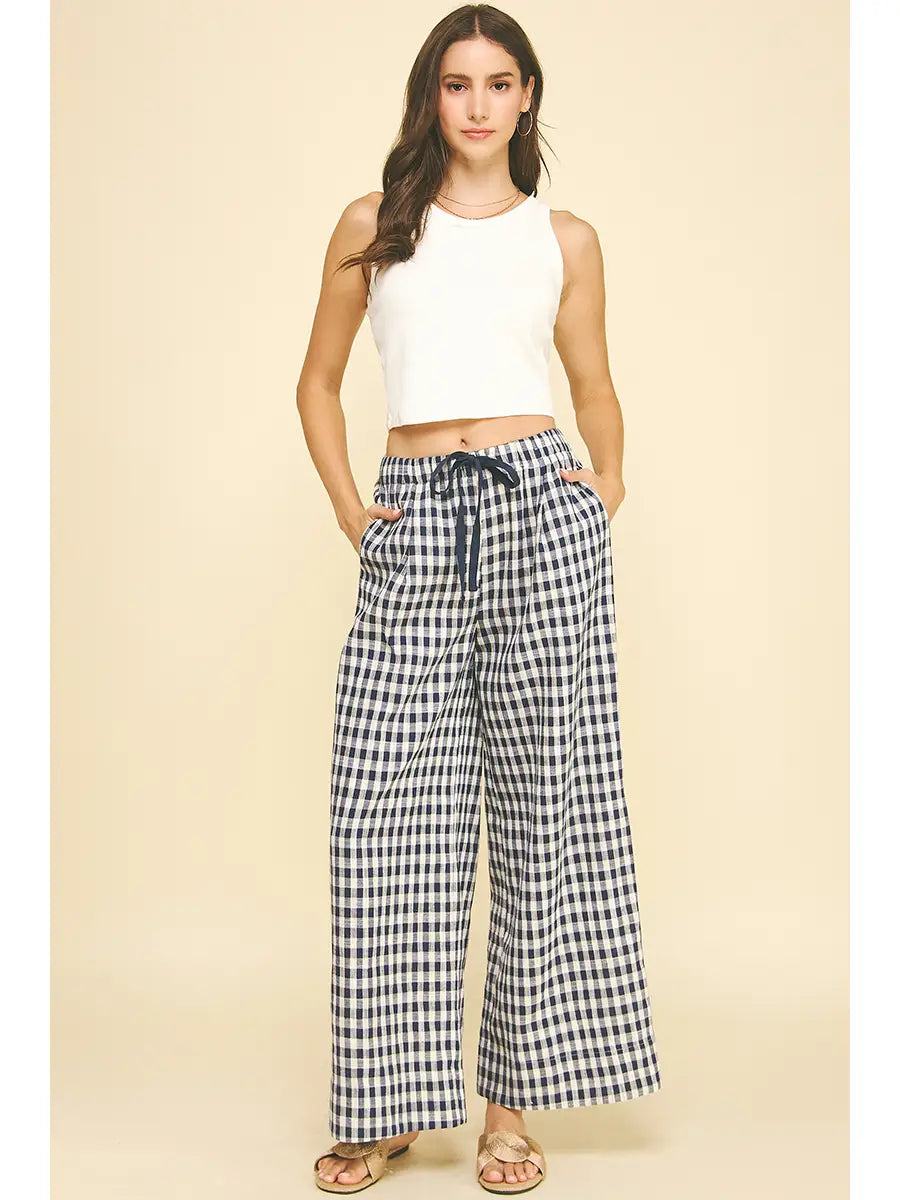 Gingham Drawstring Pant