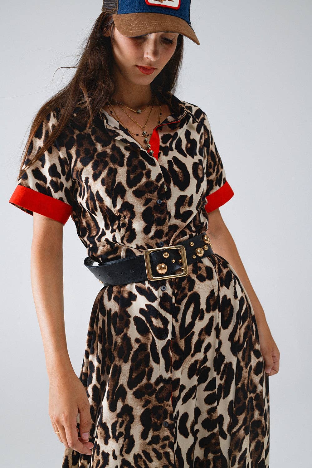 Maxi Leopard Button-Down Dress