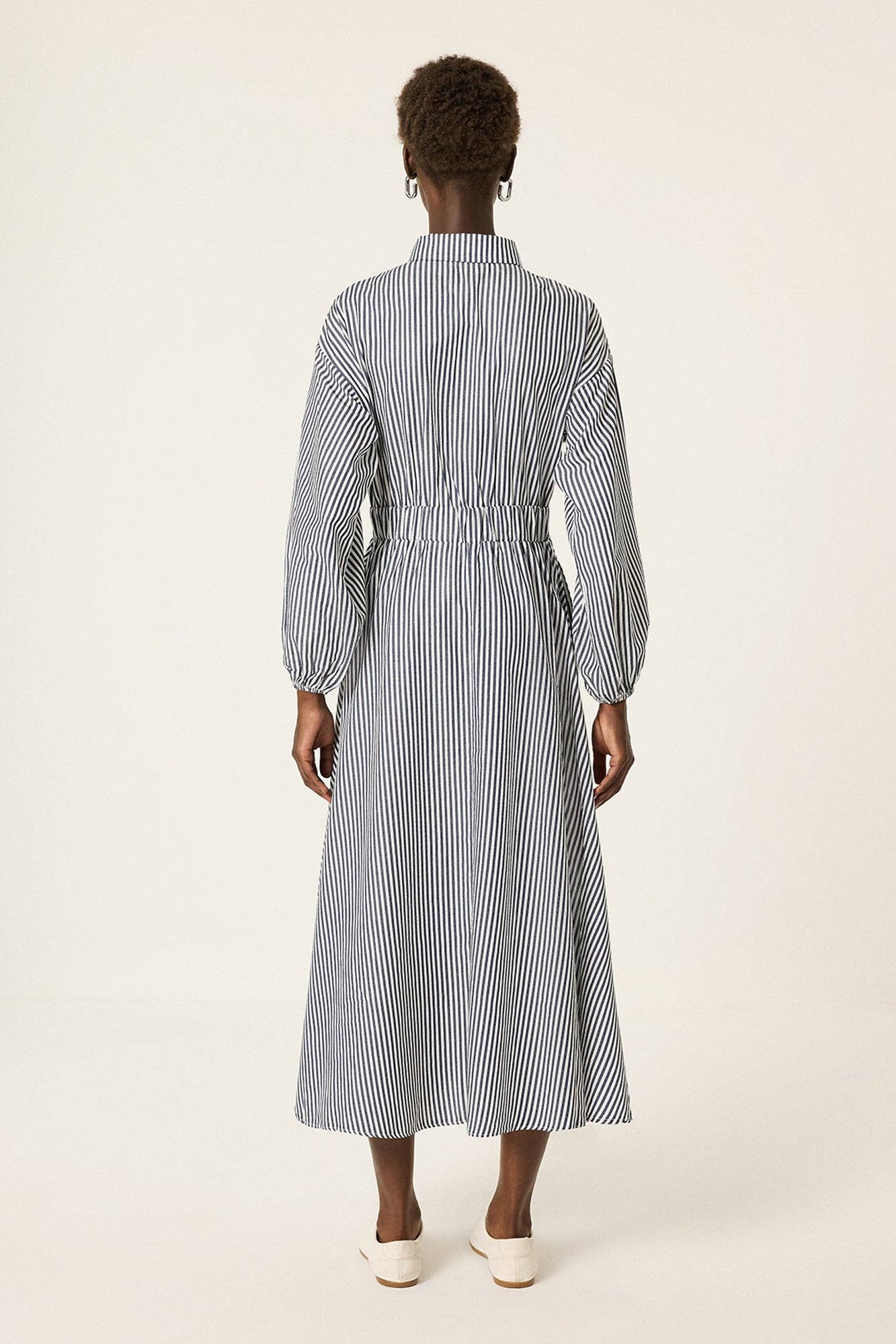 Striped Poplin Shirt Maxi Dress