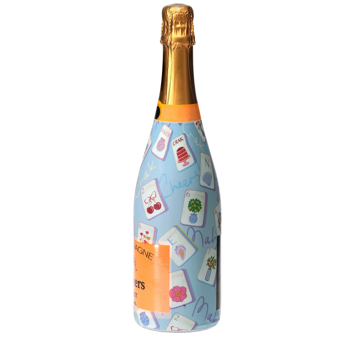 Blue Mahjong Champagne Bottle Wrap – Gift for Her