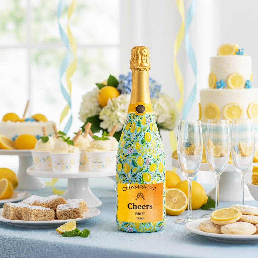 Lemon Champagne Bottle Wrap – Hostess Gift