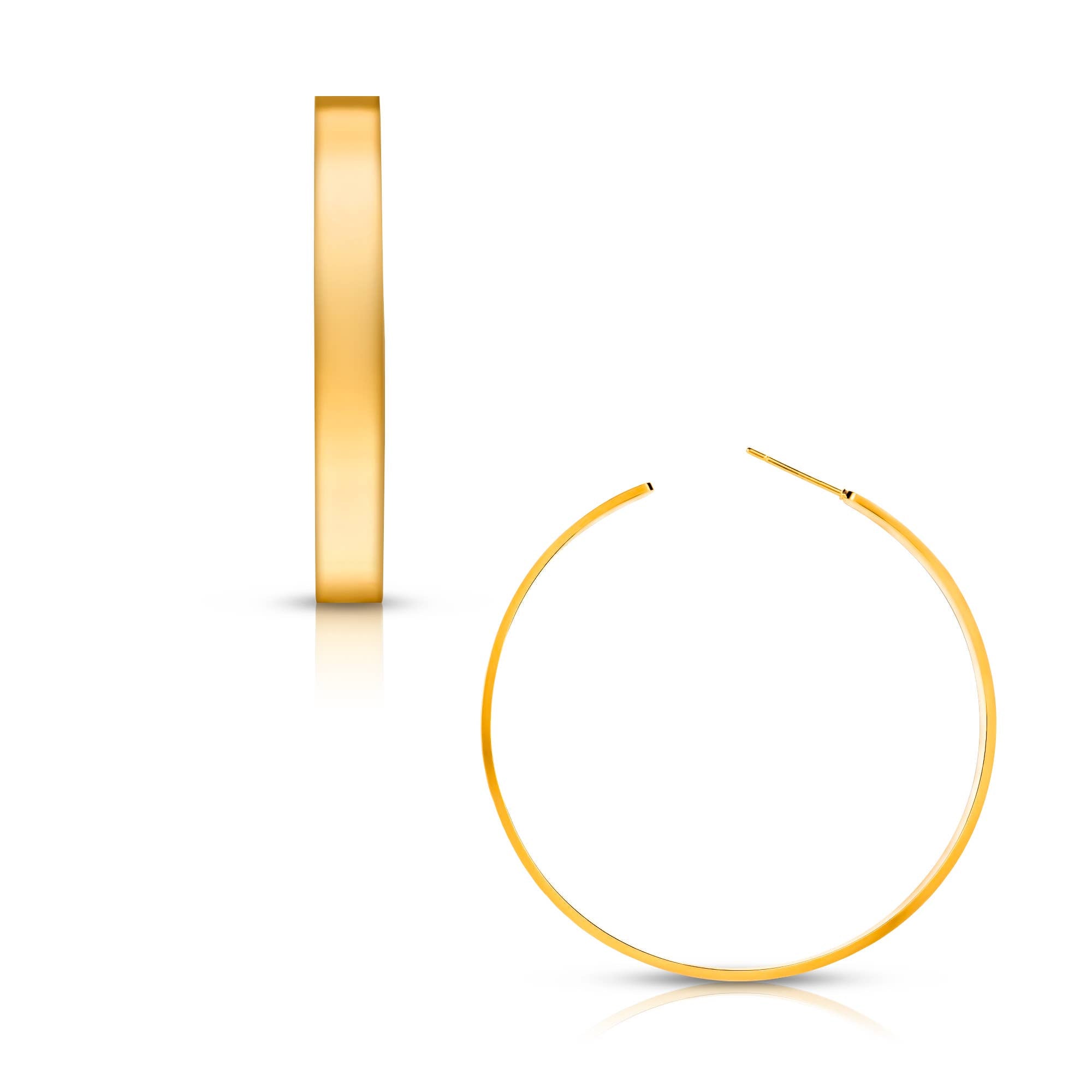 large 2" gold hoop womens earrings