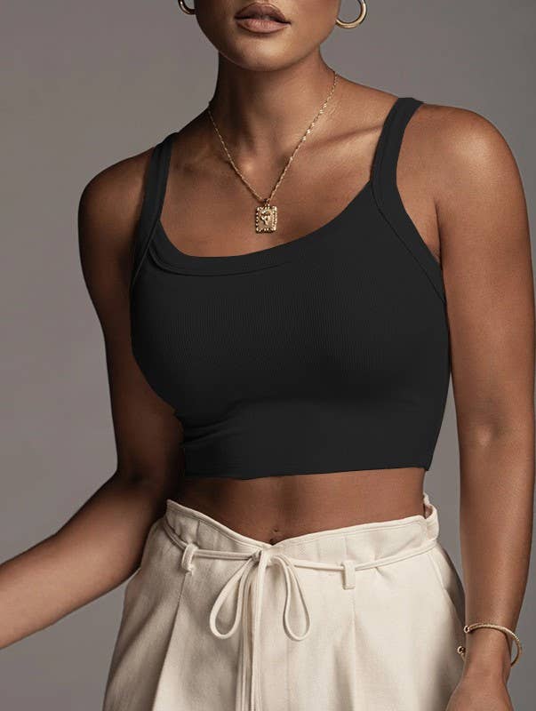 Knitted Camisole Cropped U-Neck Tank Top