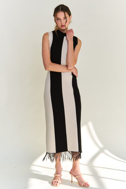 Sleeveless Color Block Knit Dress