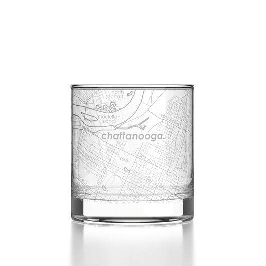 Chattanooga TN Map Rocks Whiskey Glass