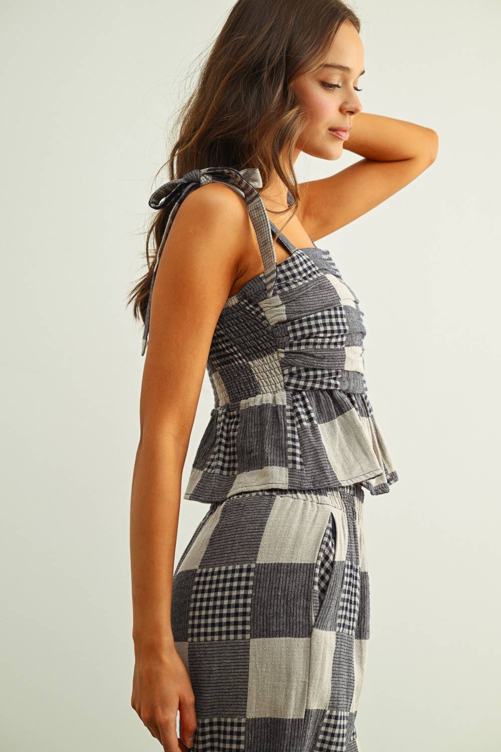 GINGHAM PATCH EFFECT TOP