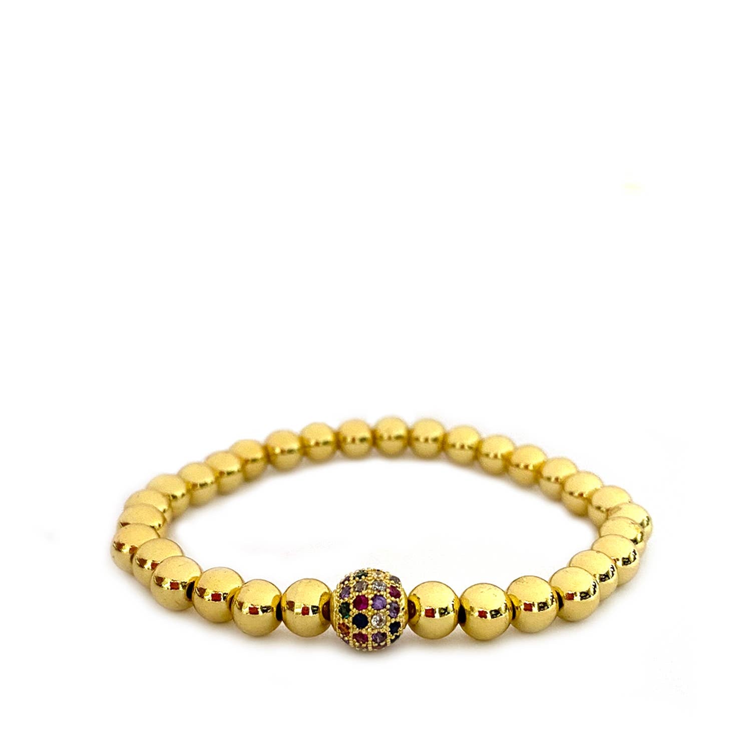 Beaded ball bracelet with disc