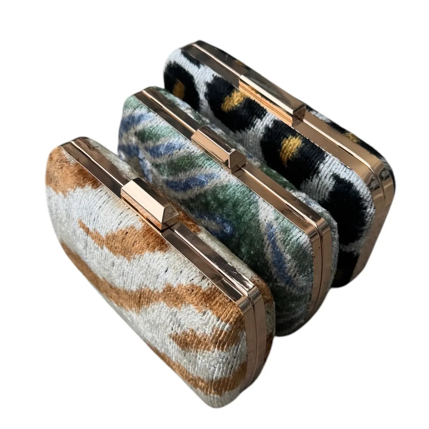 Silk Velvet Ikat Box Clutch