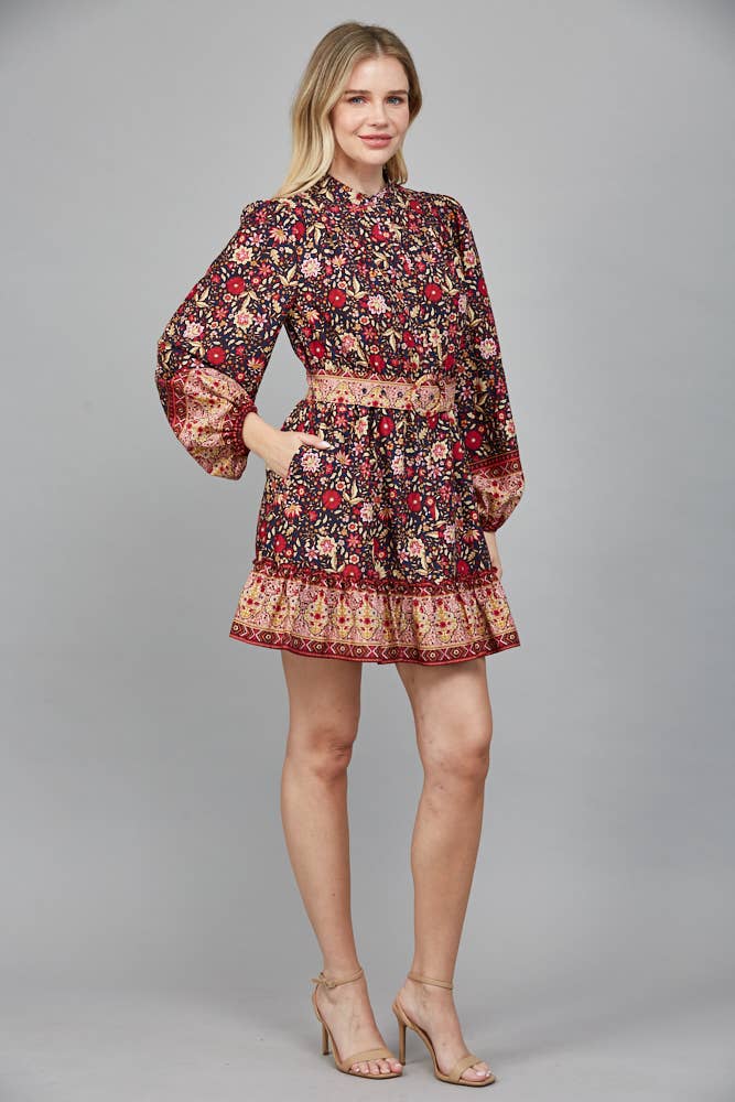 Floral Smocked Waist Mini Dress