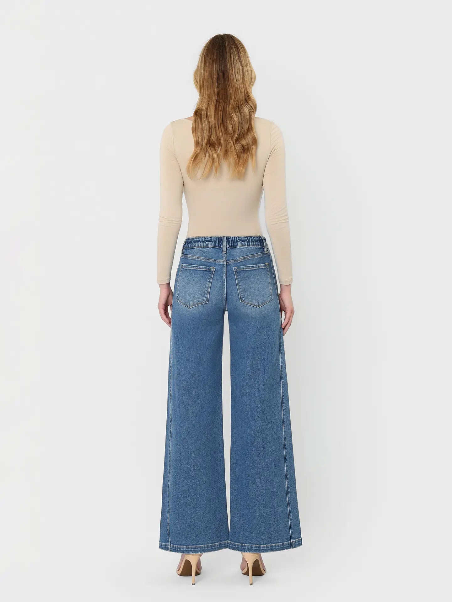 Vervet |High Rise Waist Tie Twist Wide Jeans