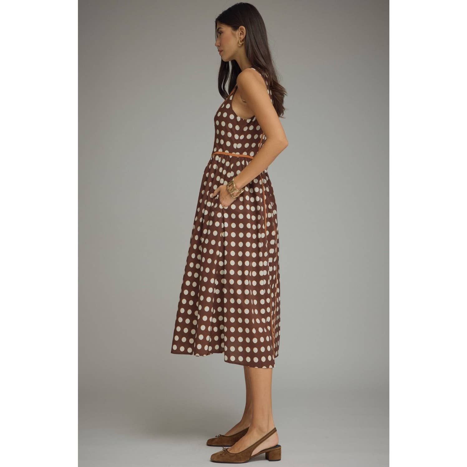 Polka Dot Sleeveless Midi Dress