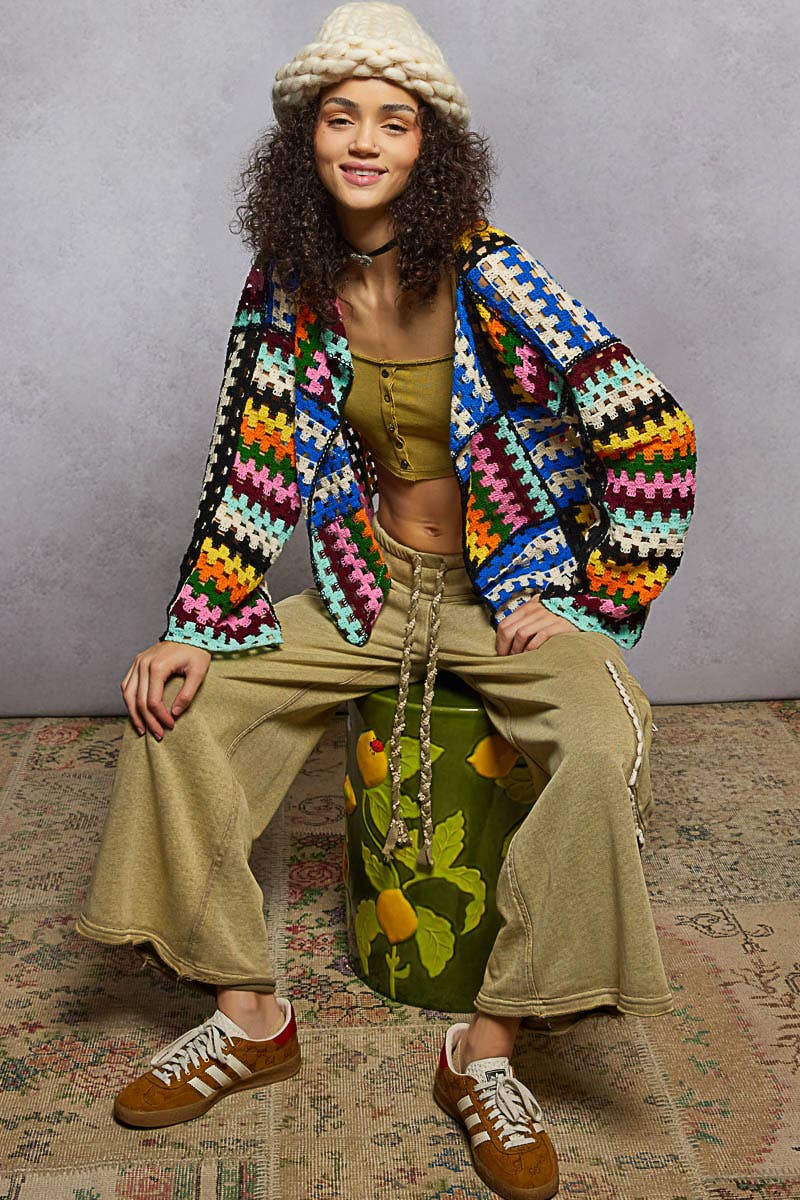 Crochet Weave Knit Cardigan