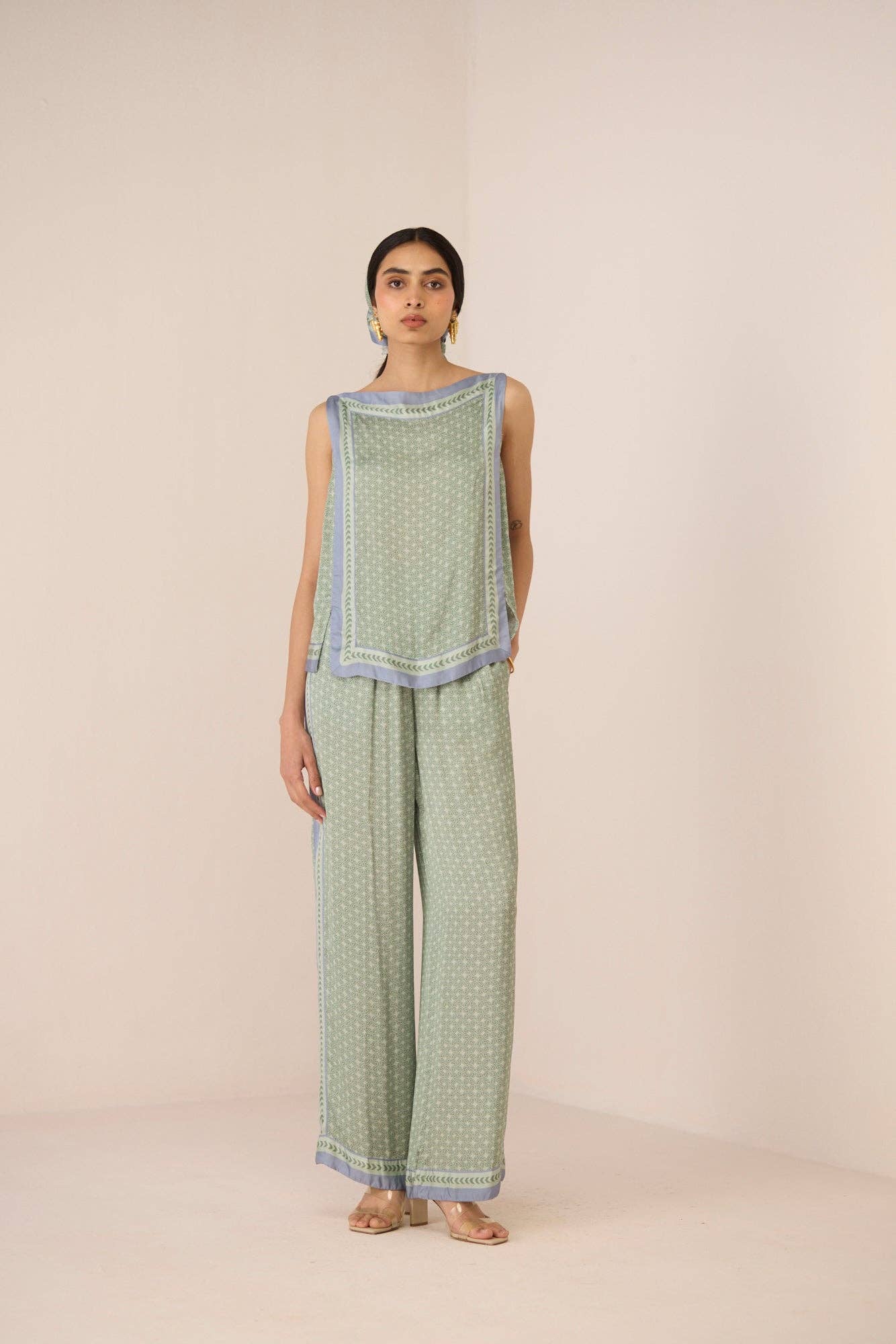 Sage Handkerchief Print Top