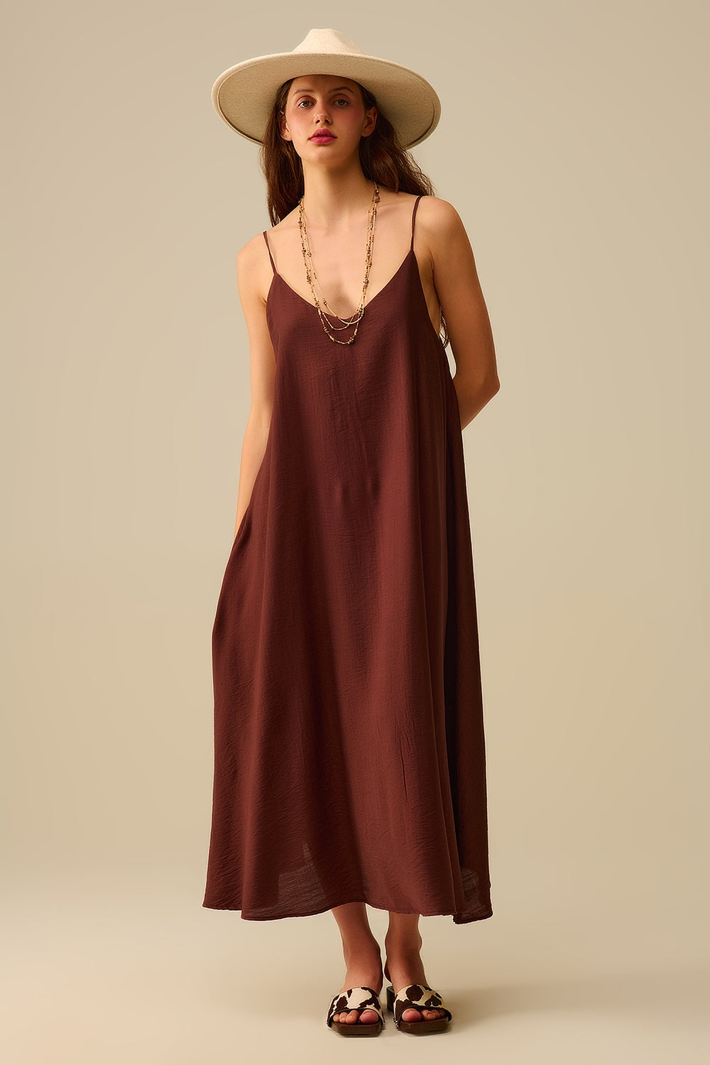 brown flowy maxi dress womens long dress