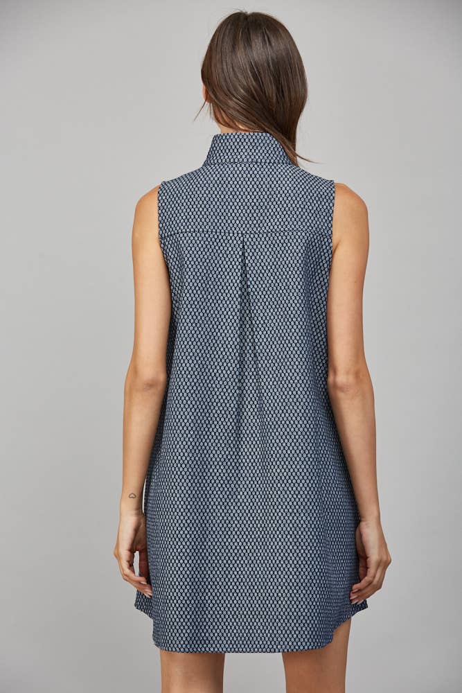 STAND COLLAR SHIFT DRESS